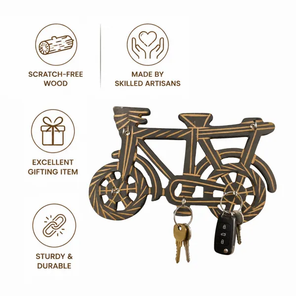 Acacia_Wood_Bicycle_Silhouette_Wall_Mounted_Key_Holder_5_Hooks_-_Pack_of_2