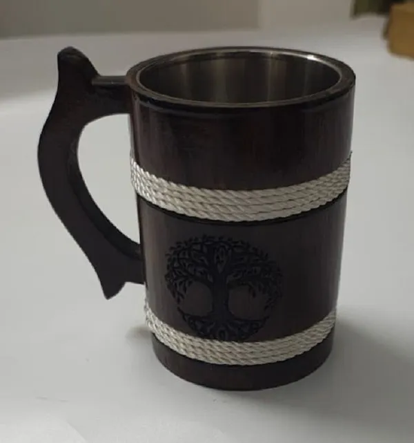Sheesham_Wood_Rope_Accent_Insulated_Steel_Inner_Beer_Mug_350Ml