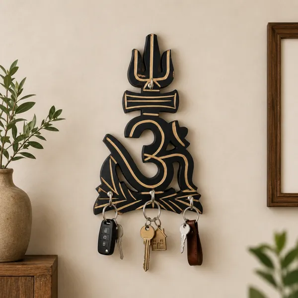 Acacia_Wood_Om_Trishul_Wall_Mounted_Key_Holder_-_Pack_of_2
