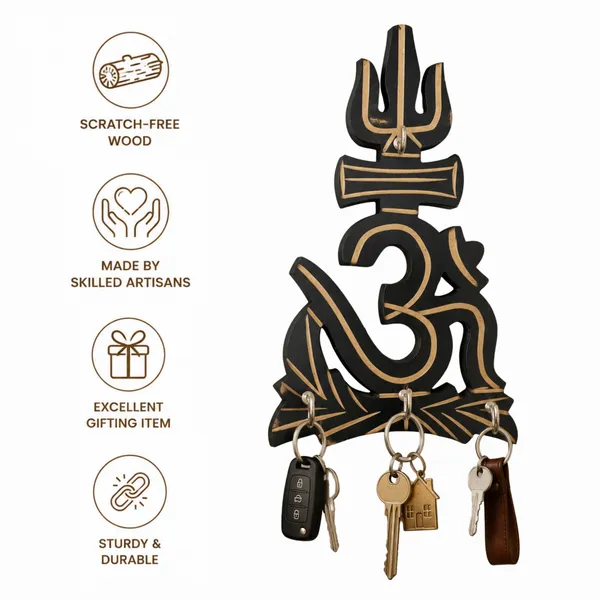 Acacia_Wood_Om_Trishul_Wall_Mounted_Key_Holder_-_Pack_of_2