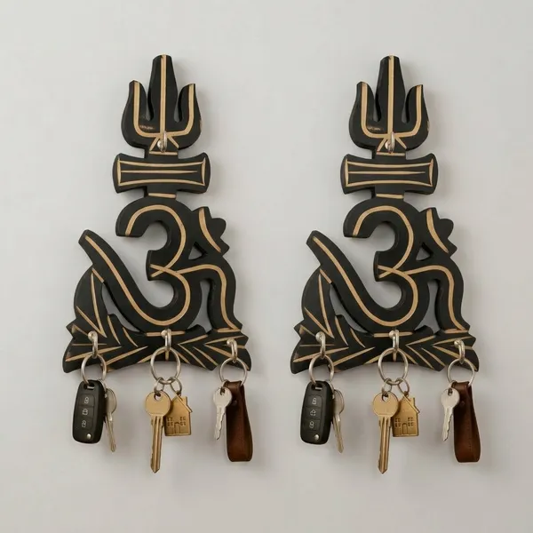 Acacia_Wood_Om_Trishul_Wall_Mounted_Key_Holder_-_Pack_of_2