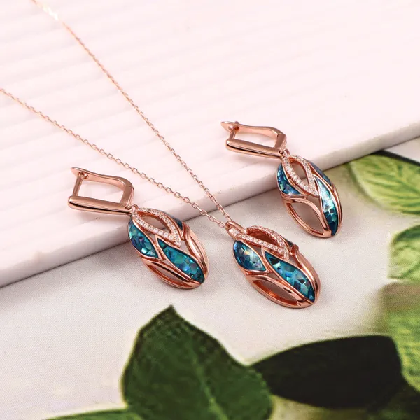 Blue_Opal_Sterling_Silver_Jewelry_Set_Pendant_Necklace_&_Earrings_For_Women