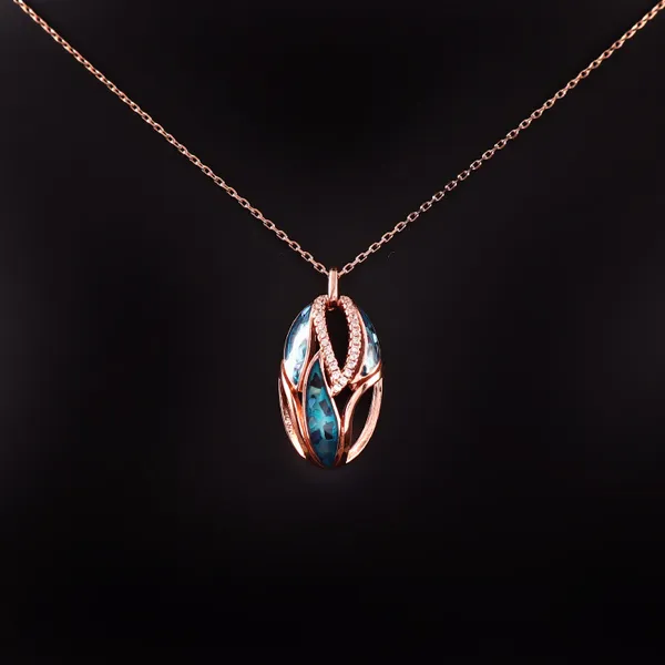 Blue_Opal_Sterling_Silver_Jewelry_Set_Pendant_Necklace_&_Earrings_For_Women