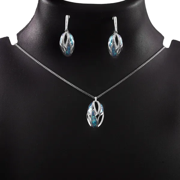 Blue_Opal_Sterling_Silver_Jewelry_Set_Pendant_Necklace_&_Earrings_For_Women