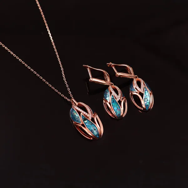 Blue_Opal_Sterling_Silver_Jewelry_Set_Pendant_Necklace_&_Earrings_For_Women