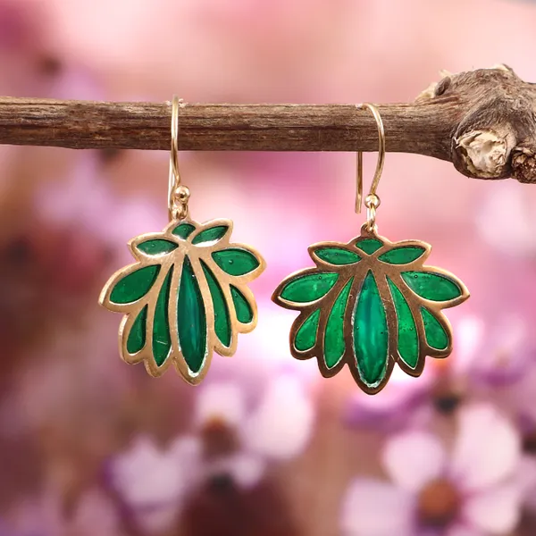 Green_Enamel_Floral_Drop_Earrings_for_Women_|_Gold_Plated_Statement_Earrings