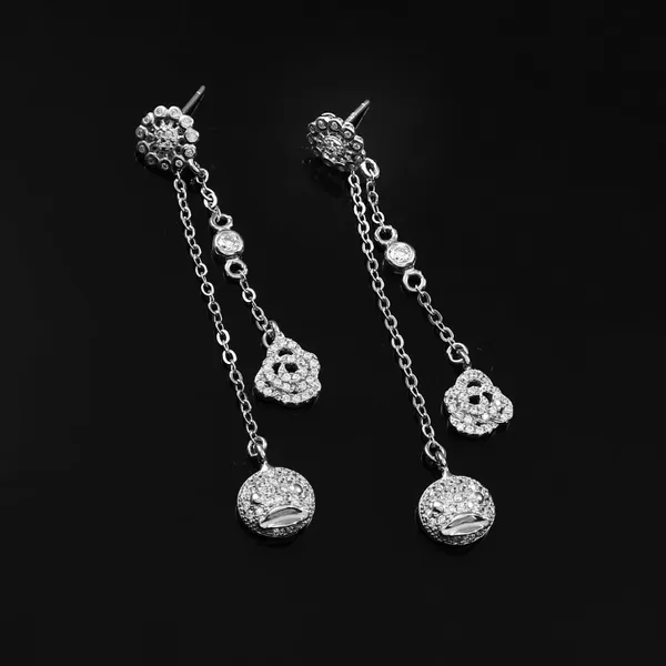 925_Sterling_Silver_Butterfly_&_Bird_Disc_Pave_Dual-Chain_Dangle_Earrings