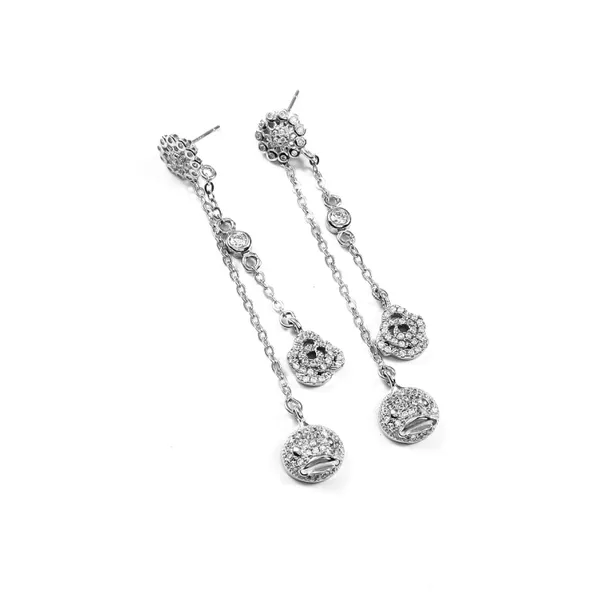 925_Sterling_Silver_Butterfly_&_Bird_Disc_Pave_Dual-Chain_Dangle_Earrings