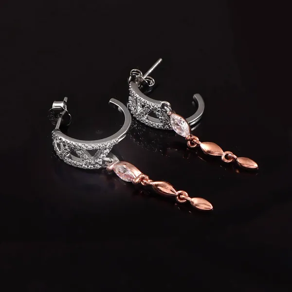 Elegant_SilverTone_Dangle_Earrings_With_Brown_Beads_For_Women
