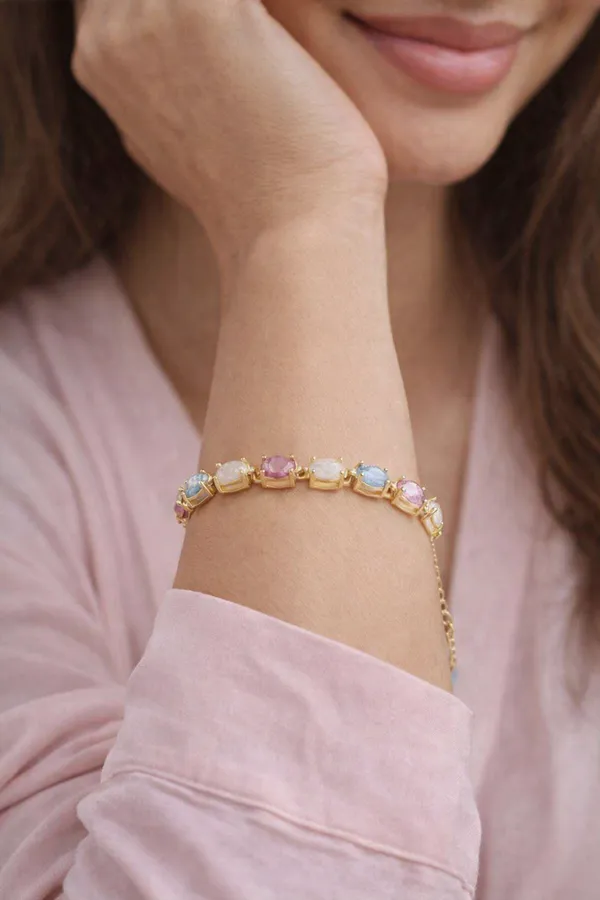 Multicolor_Gemstone_Bracelet_in_Gold_Tone_Setting