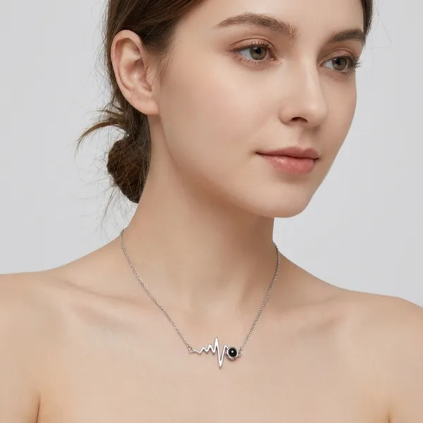 Heartbeat_Pendant_Necklace_With_Black_Stone_Silver_Tone_For_Women