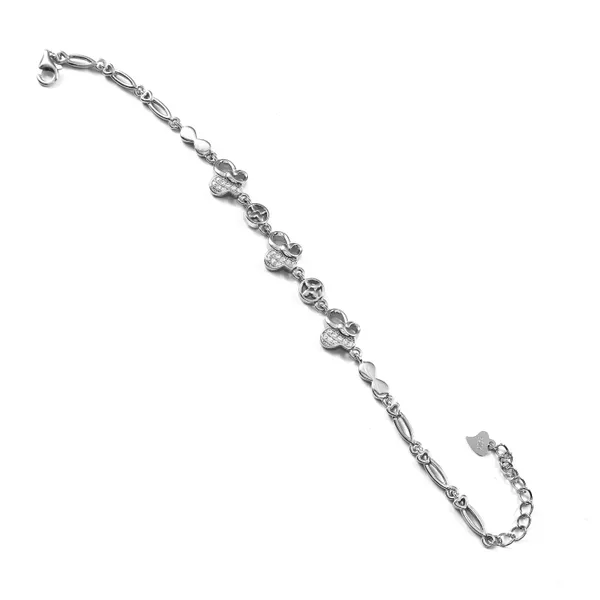 925_Sterling_Silver_Floral_Chain_Bracelet_For_Women_For_Women
