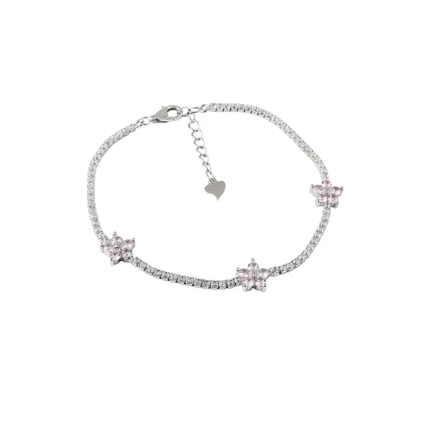 Silver_Pink_Floral_Tennis_Bracelet