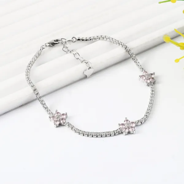 Silver_Pink_Floral_Tennis_Bracelet