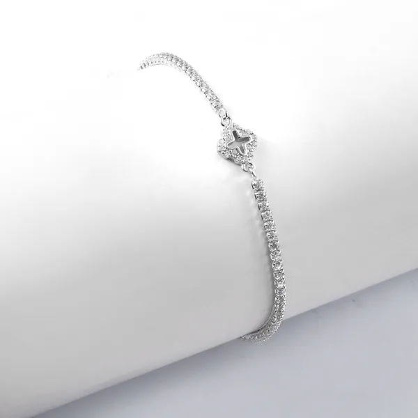 Silver_Tennis_Single_Floral_Bracelet
