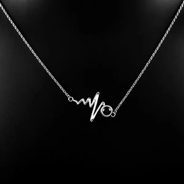Heartbeat_Pendant_Necklace_With_Black_Stone_Silver_Tone_For_Women