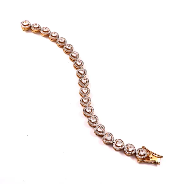 Gold-Plated_Diamond_Studded_Heart-Shaped_Link_Bracelet_For_Women_For_Women