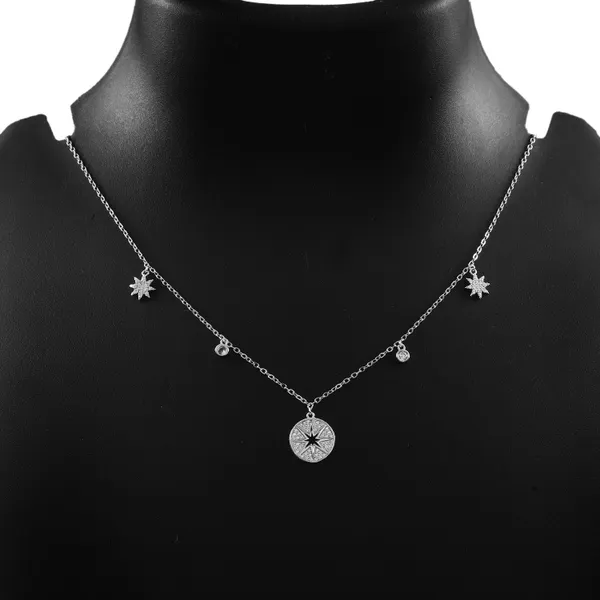 Elegant_Silver_Star__And_Compass_Layered_Necklace_Set_For_Women
