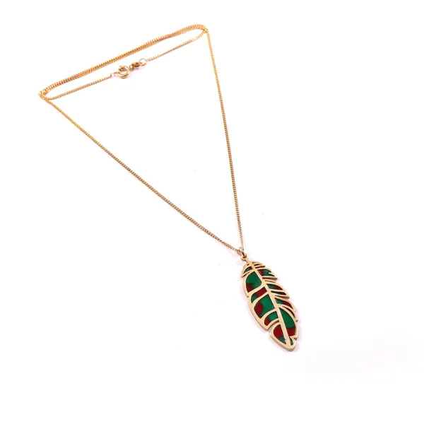 The_Chroma_Leaf_Pendant_Gold_Green_&_Red_Enamel_Leaf_Necklace