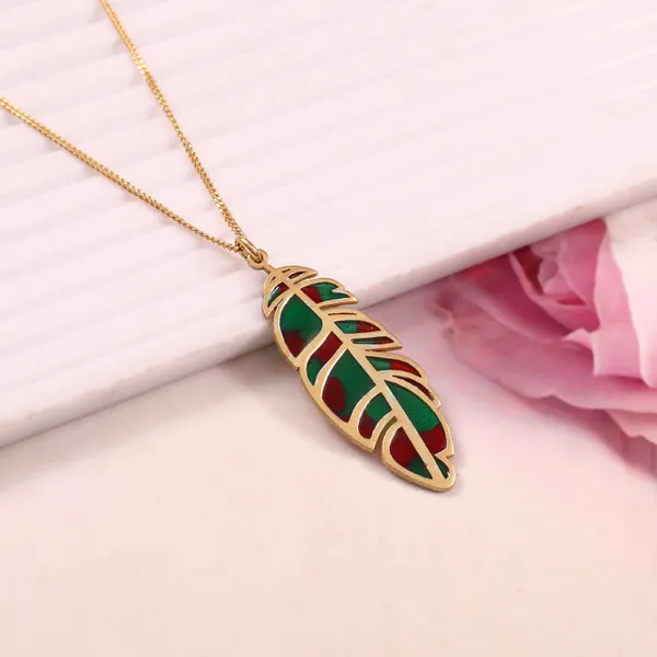 The_Chroma_Leaf_Pendant_Gold_Green_&_Red_Enamel_Leaf_Necklace
