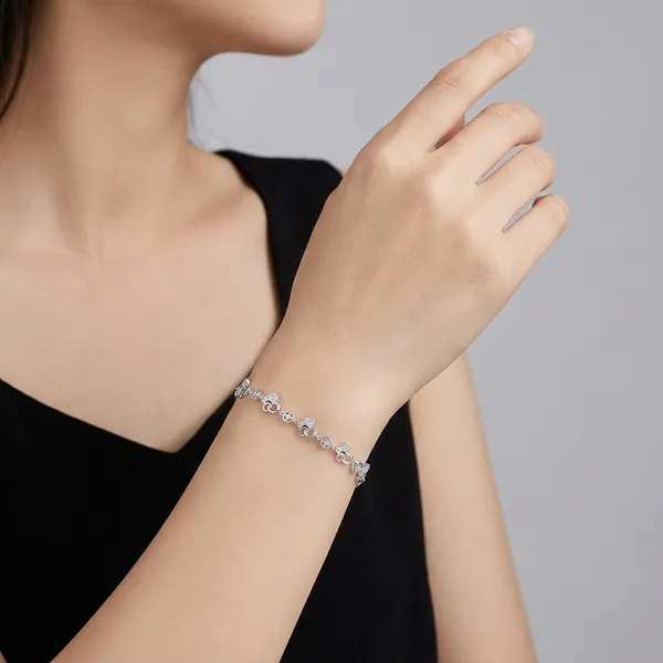 925_Sterling_Silver_Floral_Chain_Bracelet_For_Women_For_Women