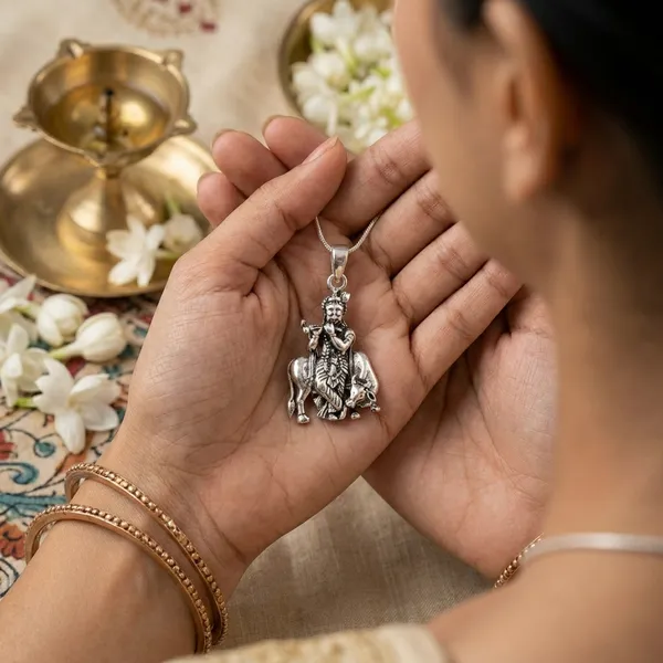 Antique_Silver_Radha_Krishna_Idol_With_Reflection_For_Women