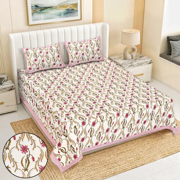 80*90_Inch_Queen_Size,_180_TC,__Premium_Quality_Double_Bed_Bedsheet_With_2_Pillow_Cover(16*24_Inch)