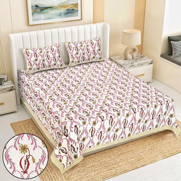 80*90_Inch_Queen_Size,_180_TC,__Premium_Quality_Double_Bed_Bedsheet_With_2_Pillow_Cover(16*24_Inch)