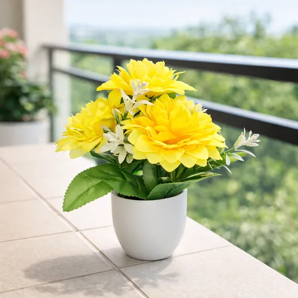 White_Flower_Pot_Yellow