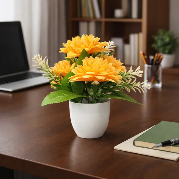 White_Flower_Pot_Orange
