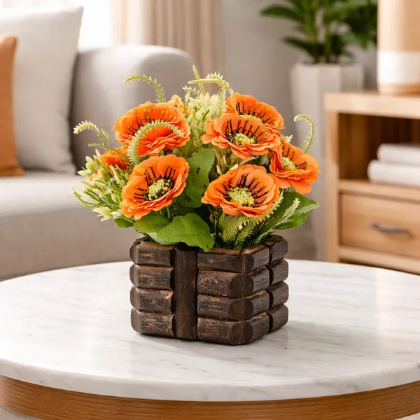 Wodden_Flower_Pot_Orange