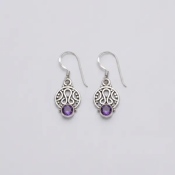 Amethyst_Engraved_Disc_Drop_925_Sterling_Silver_Earrings
