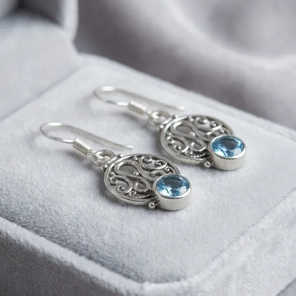 Blue_Topaz_Engraved_Disc_Drop_925_Sterling_Silver_Earrings