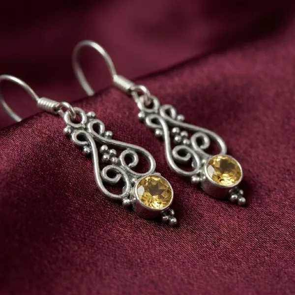 Citrine_Double_Scroll_Drop_925_Sterling_Silver_Earrings