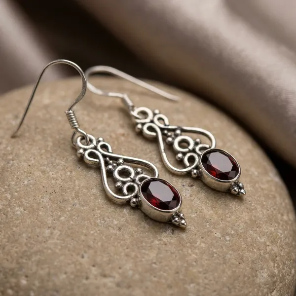 Garnet_Scroll_Crown_Drop_925_Sterling_Silver_Earrings