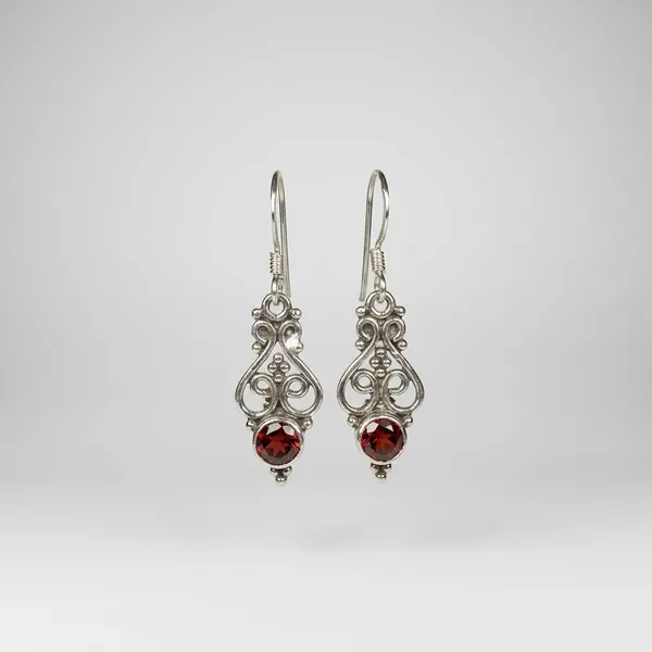 Garnet_Double_Scroll_Drop_925_Sterling_Silver_Earrings
