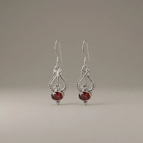 Garnet_Rope_Arch_Drop_925_Sterling_Silver_Earrings