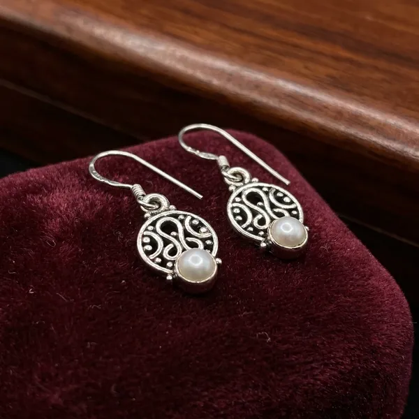 Pearl_Engraved_Disc_Drop_925_Sterling_Silver_Earrings