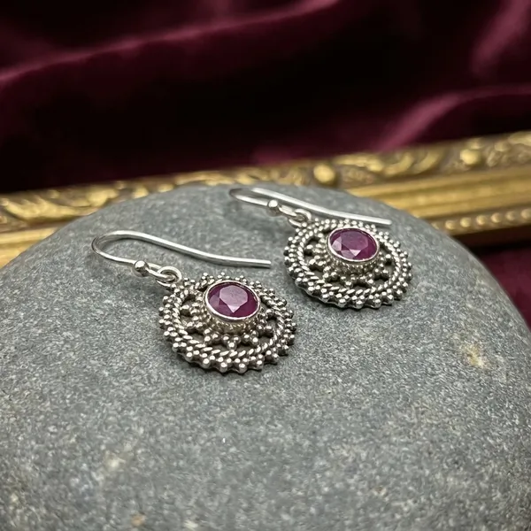 Glass_Stone_Granulation_Disc_925_Sterling_Silver_Earrings