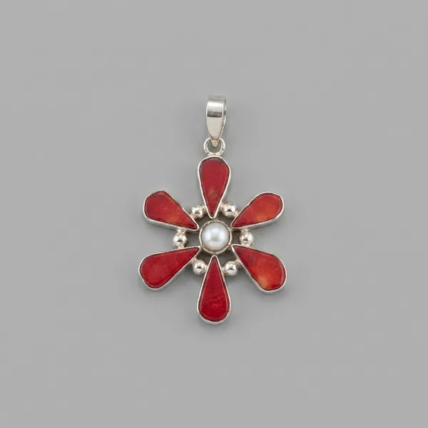 Coral_Flower_Pearl_Centre_925_Sterling_Silver_Pendant