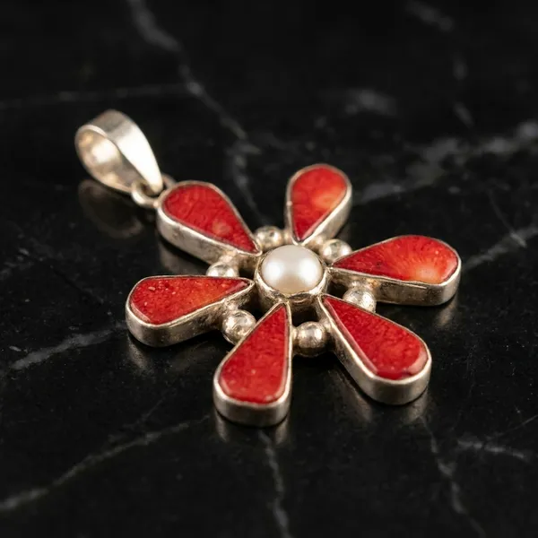 Coral_Flower_Pearl_Centre_925_Sterling_Silver_Pendant