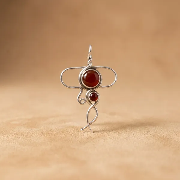 Red_Onyx_Wire_Sculpture_Dual_Stone_925_Sterling_Silver_Pendant