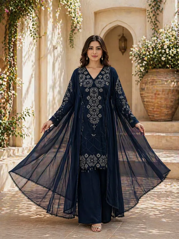 Blue_Georgette_Embroidery_Kurta_Palazzo_Set_With_Dupatta_For_Women