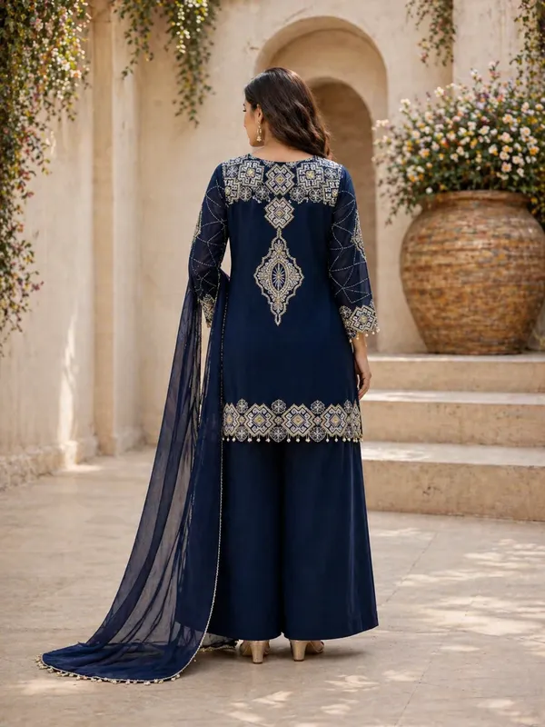 Blue_Georgette_Embroidery_Kurta_Palazzo_Set_With_Dupatta_For_Women