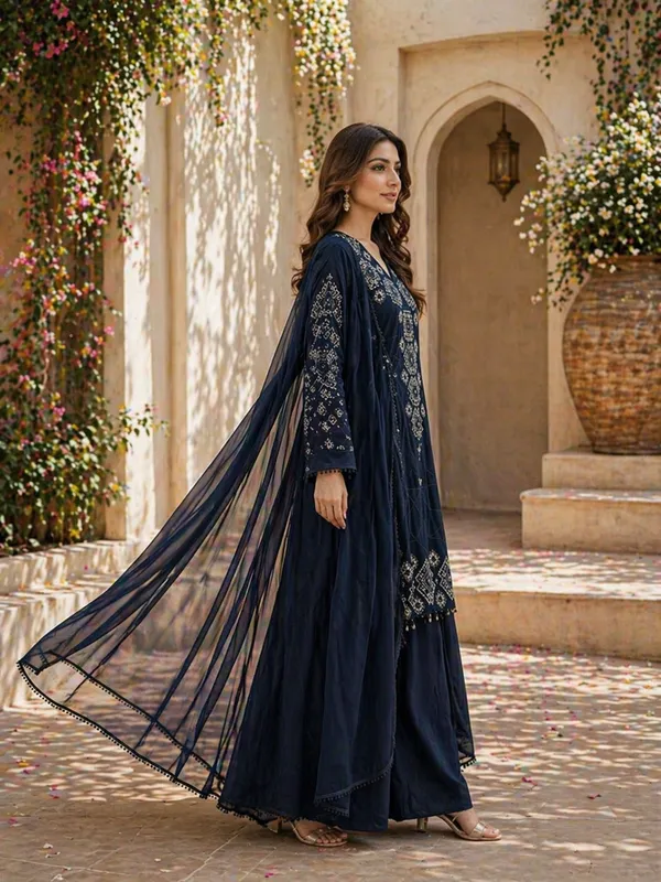 Blue_Georgette_Embroidery_Kurta_Palazzo_Set_With_Dupatta_For_Women