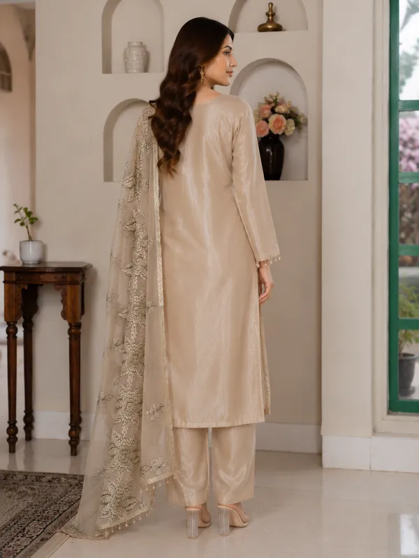Metallic_Beige_Jimmy_Choo_Embroidered_Cut_Work_Kurta_With_Pant_&_Dupatta_Set