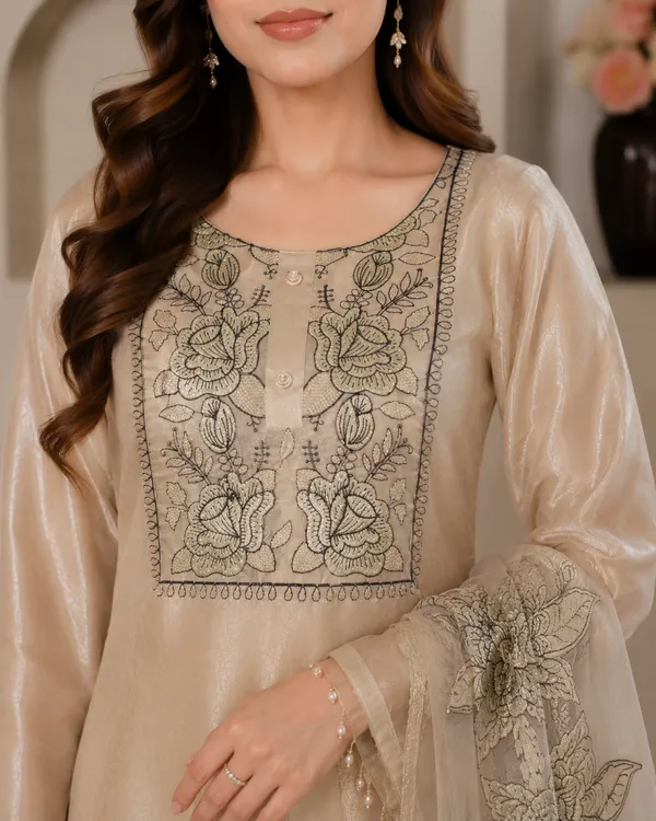 Metallic_Beige_Jimmy_Choo_Embroidered_Cut_Work_Kurta_With_Pant_&_Dupatta_Set