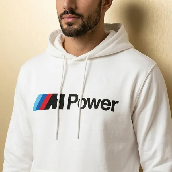 Kairo_Men's_White_M_Power_Printed_Hoodie_Stylish_Casual_Winter_Wear_Sweatshirt_For_Men