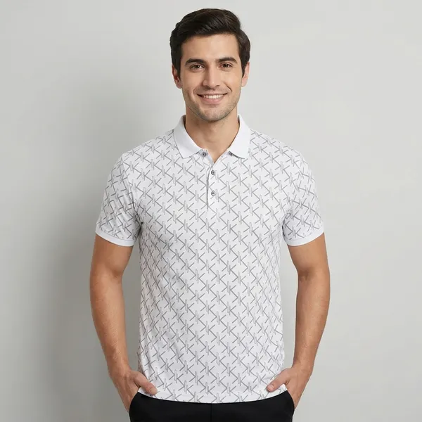 White_Imported_Lycra_Solid_Polo_T-Shirt_For_Men