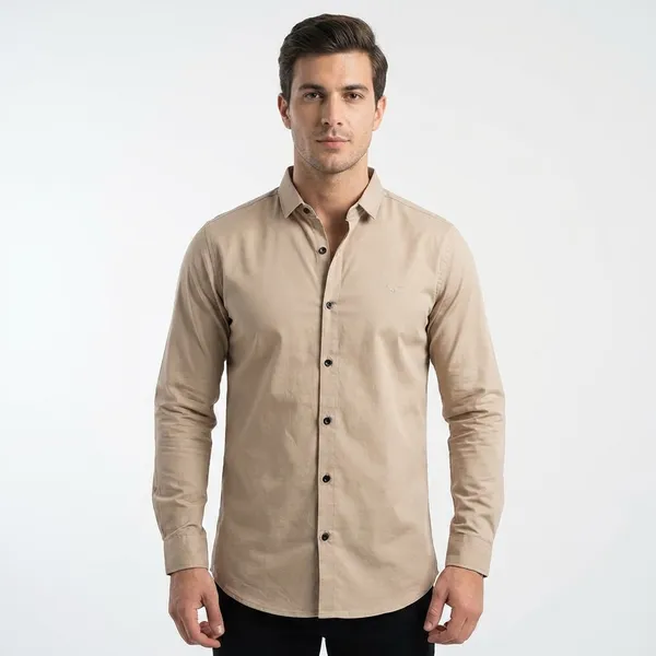 Beige_Cotton_Solid_Casual_Shirt_For_Men